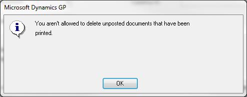 Error - arent allowed to deleted unposted documents